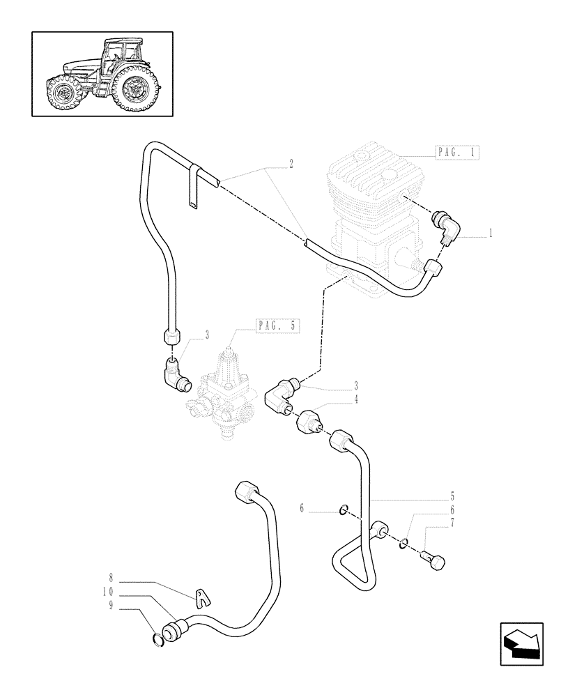 Схема запчастей Case IH MXM155 - (1.68.6/01[04]) - (VAR.385) TRAILER AIR BRAKE GERMANY - PIPES (05) - REAR AXLE