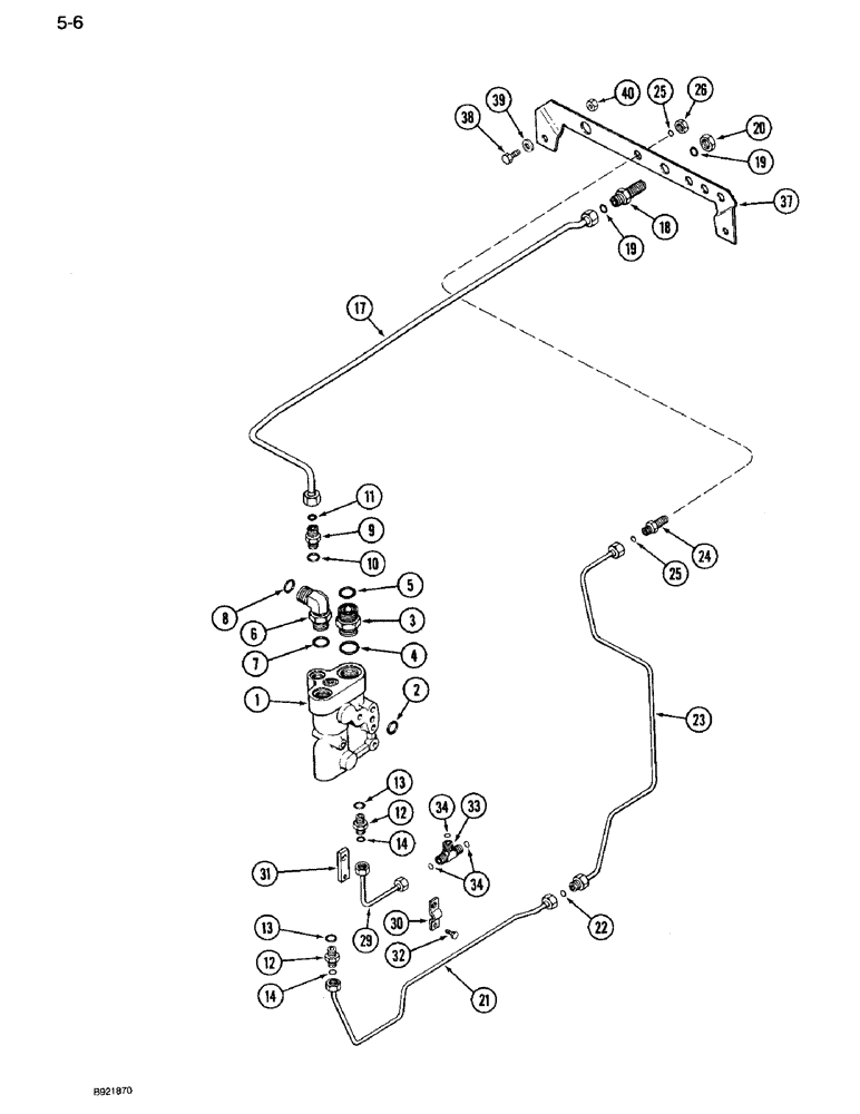 Схема запчастей Case IH 7120 - (5-06) - HYDROSTATIC STEERING SYSTEM, PRIORITY VALVE TO STEERING PUMP, PRIOR TO P.I.N. JJA0027701 (05) - STEERING