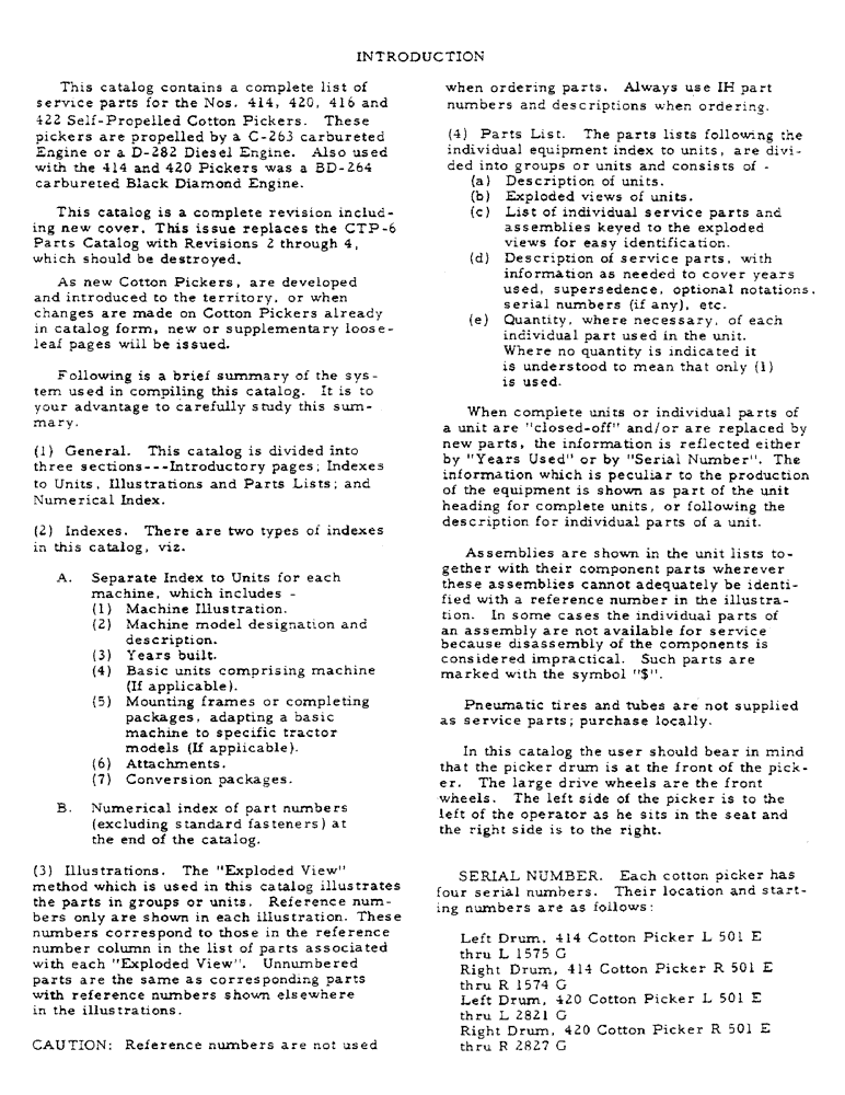 Схема запчастей Case IH 414 - (001) - INTRODUCTION (00) - GENERAL & PICTORIAL INDEX