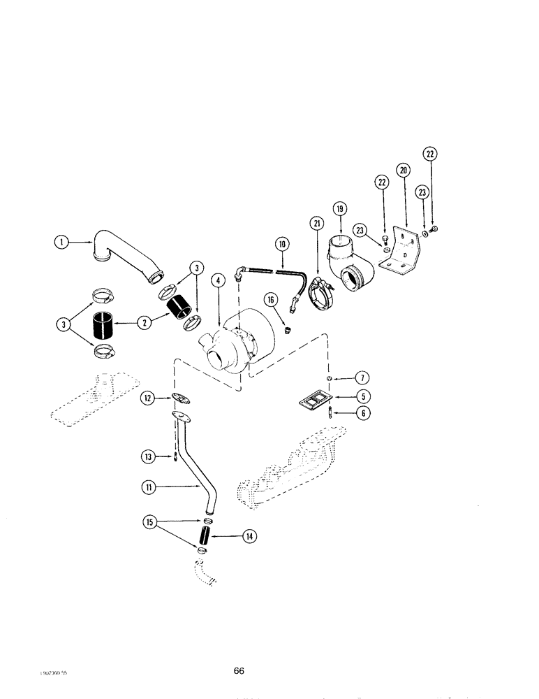 Схема запчастей Case IH 4390 - (066) - TURBOCHARGER SYSTEM, 4T-390 ENGINE 