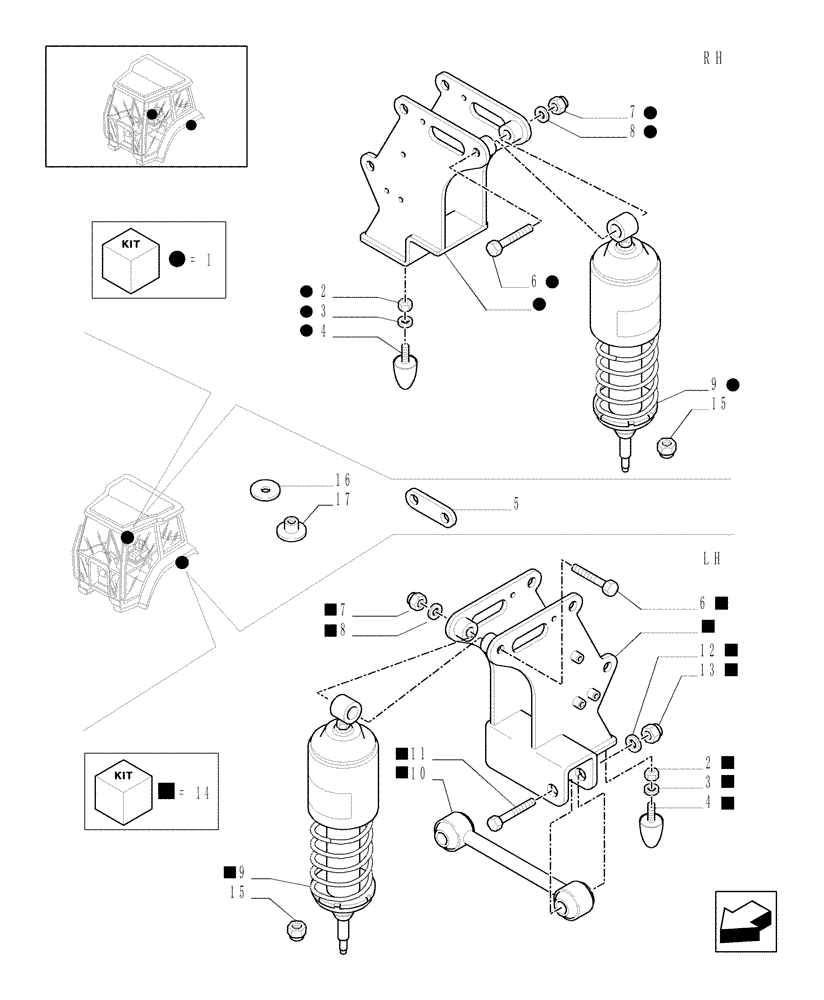 Схема запчастей Case IH MXM175 - (1.92.6/01[02]) - CAB SUPPORTS (10) - OPERATORS PLATFORM/CAB