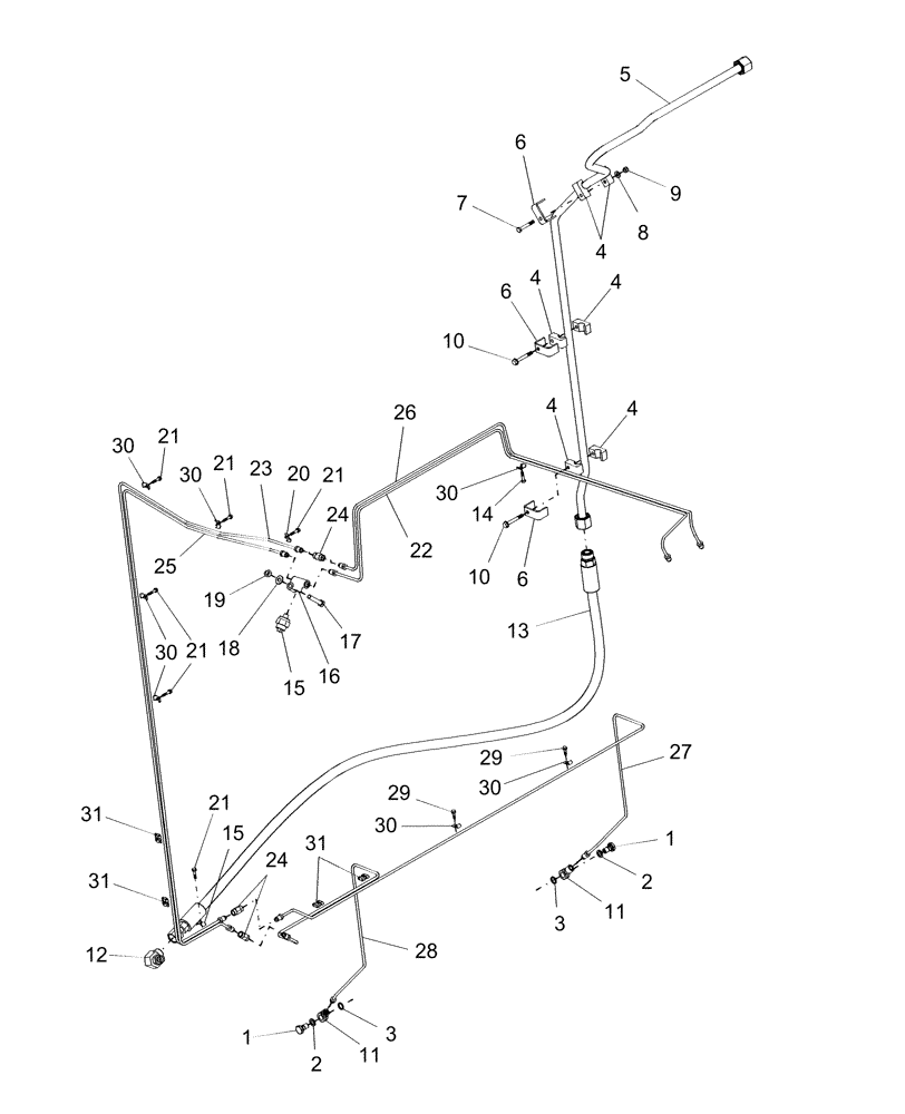 Схема запчастей Case IH AFX8010 - (D.30.C[3]) - BRAKE LINES- SERVICE AND PARKING - PRIOR TO PIN HAJ105201 C - Power Train