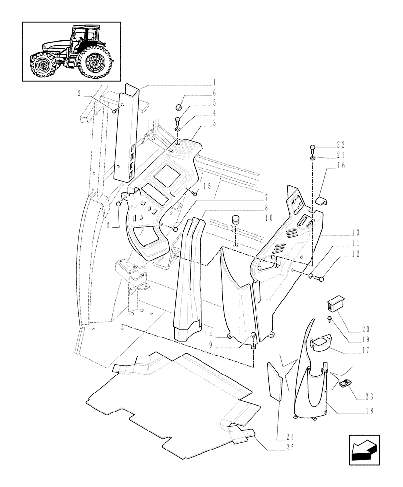 Схема запчастей Case IH MXM130 - (1.93.0[01]) - CONTROLS COVER (10) - OPERATORS PLATFORM/CAB