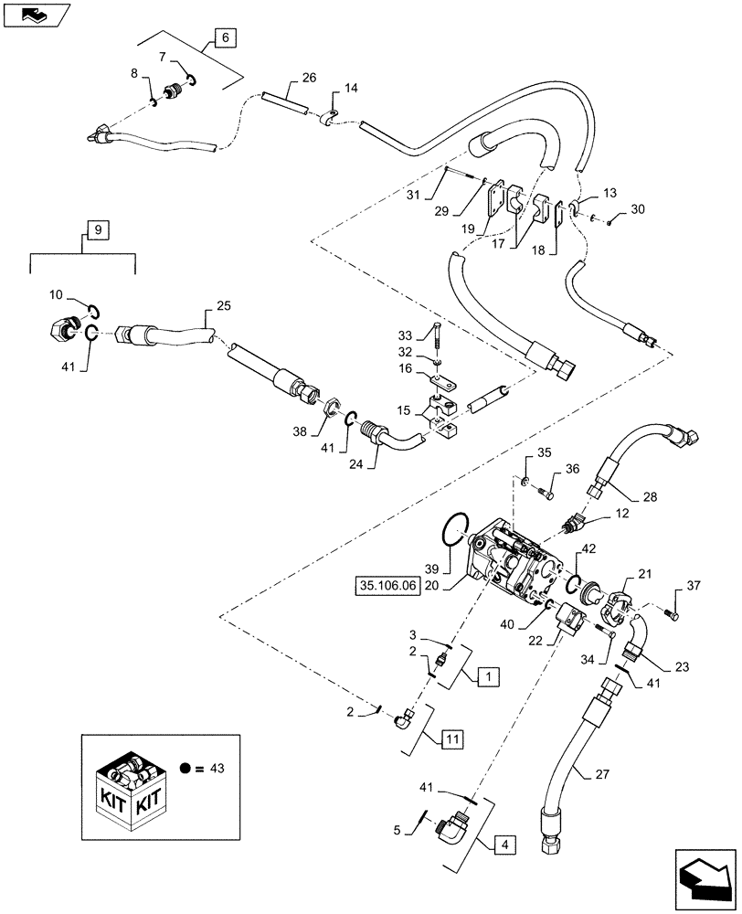 Схема запчастей Case IH QUADTRAC 550 - (35.322.02) - HIGH FLOW HYDRAULICS - HOSES & PUMP - QUADTRAC (35) - HYDRAULIC SYSTEMS