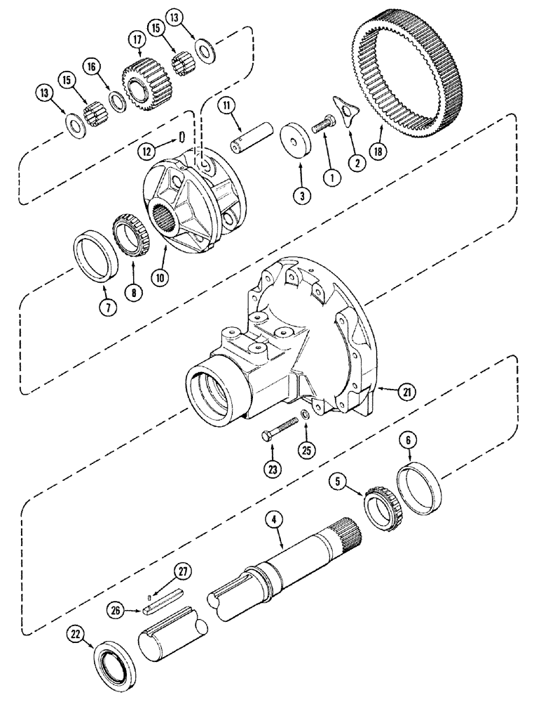 Схема запчастей Case IH 2394 - (6-066) - REAR AXLE, HOUSING AND PLANETARY GEARS, LONG AXLE (120 INCH), PRIOR TO TRANSMISSION S/N 16260432 (06) - POWER TRAIN