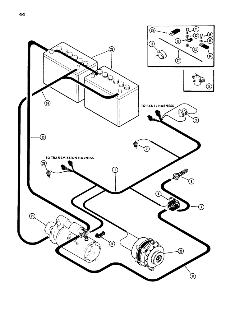 Схема запчастей Case IH 1170 - (044) - ELECTRICAL EQUIPMENT AND WIRING, (451B) DIESEL ENGINE, ENGINE HARNESS (04) - ELECTRICAL SYSTEMS