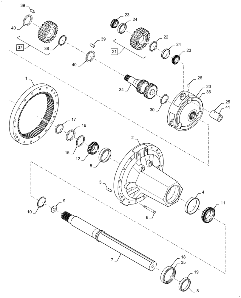 Схема запчастей Case IH 7110 - (6-116) - REAR AXLE AND CARRIERS, 96 AND 112 INCH AXLE, 7110 TRACTOR (06) - POWER TRAIN