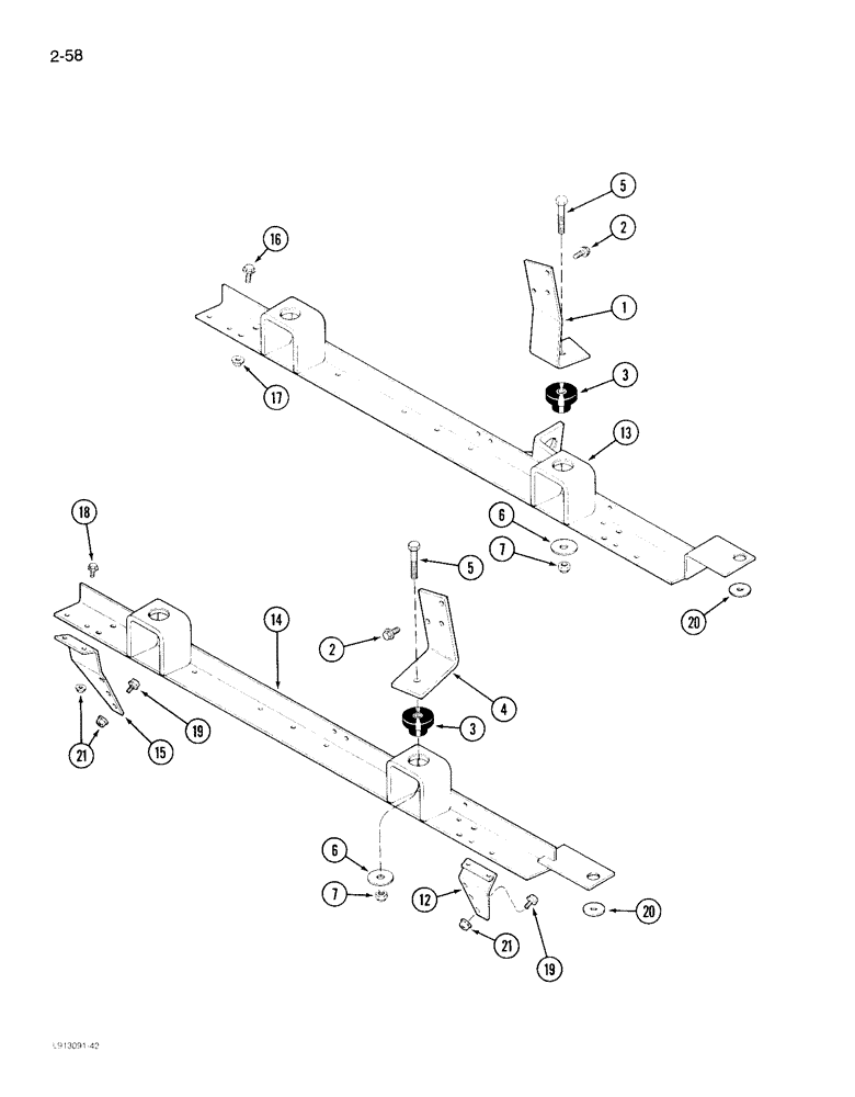 Схема запчастей Case IH 1640 - (2-58) - ENGINE RAILS AND SUPPORTS (01) - ENGINE