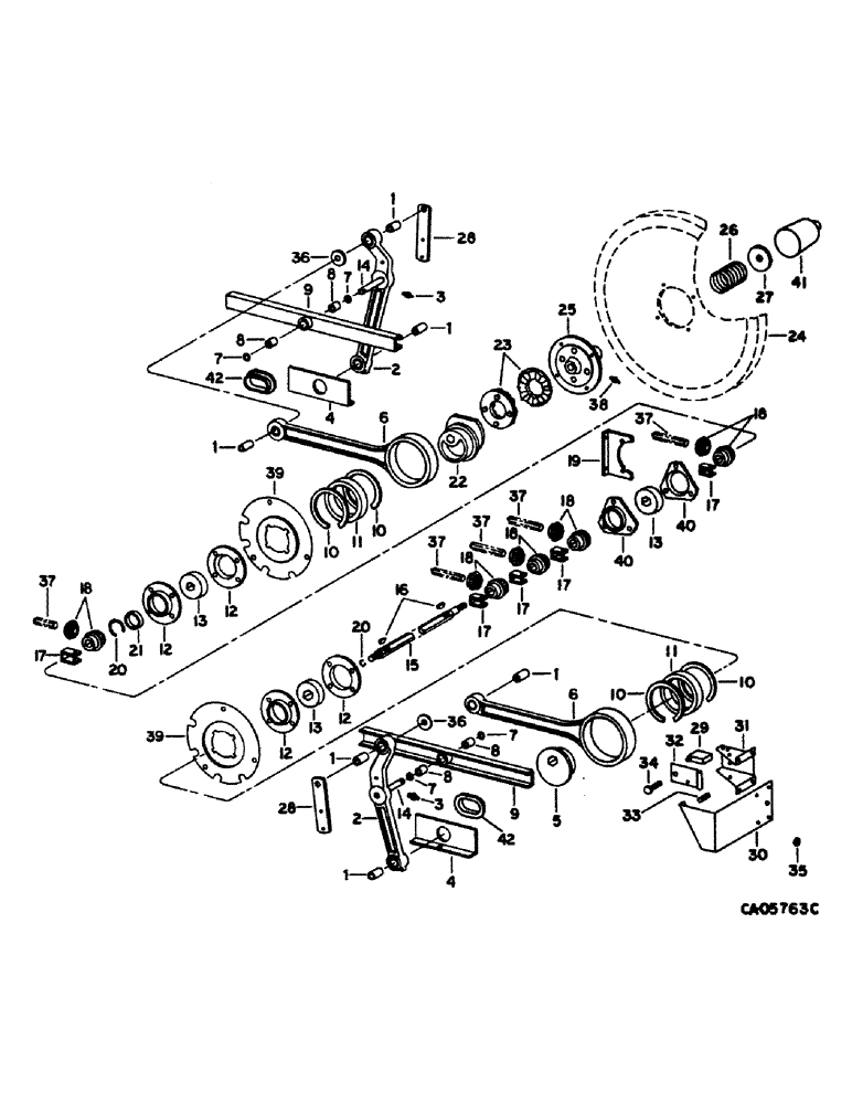 Схема запчастей Case IH 1480 - (23-03) - AUGER BED, SHOE AND SHOE SIEVE, SHAKER SHAFT AND AUGER DRIVE Grain Pan, Shoe & Shoe Sieve