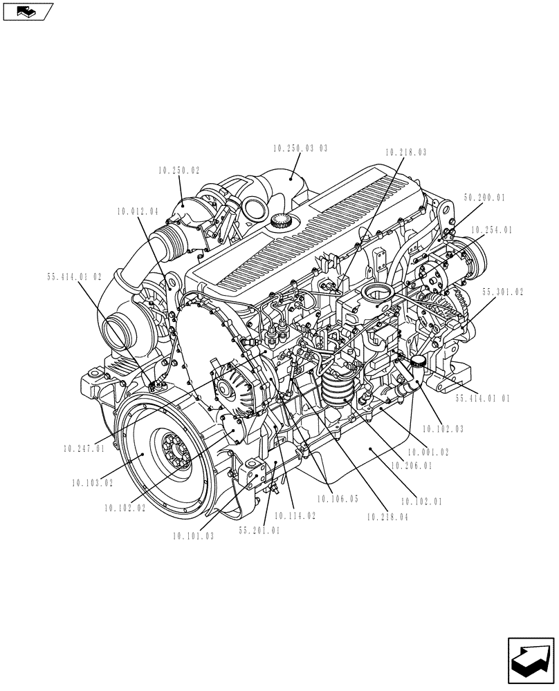 Схема запчастей Case IH F3DFE613A A002 - (10.000.01[02]) - ENGINE (504381593) (10) - ENGINE