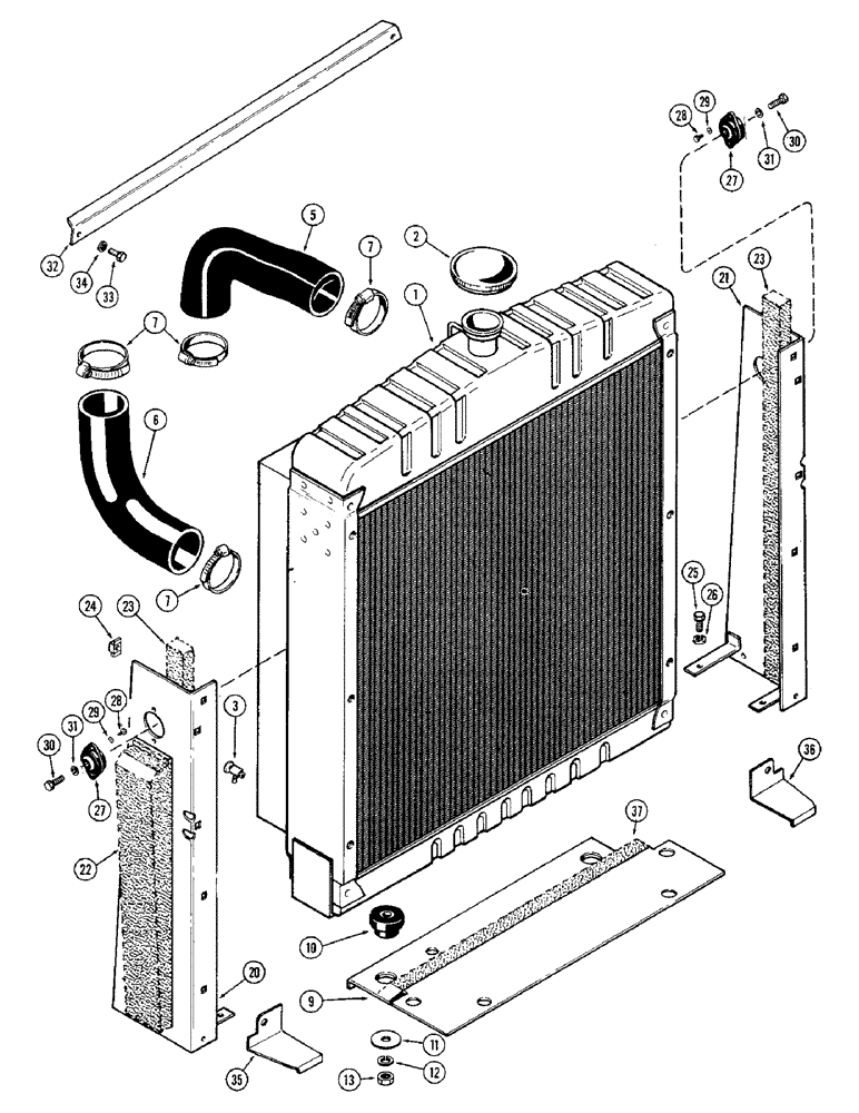 Схема запчастей Case IH 1570 - (002) - RADIATOR AND ATTACHING PARTS, 504BDT DIESEL ENGINE (02) - ENGINE