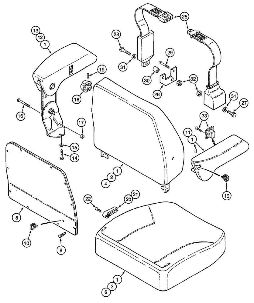 Схема запчастей Case IH 7230 - (9-074) - DELUXE AIR SUSPENSION SEAT, CUSHIONS, ARM RESTS AND SEAT BELT, PRIOR TO TRACTOR PIN JJA0061559 (09) - CHASSIS/ATTACHMENTS