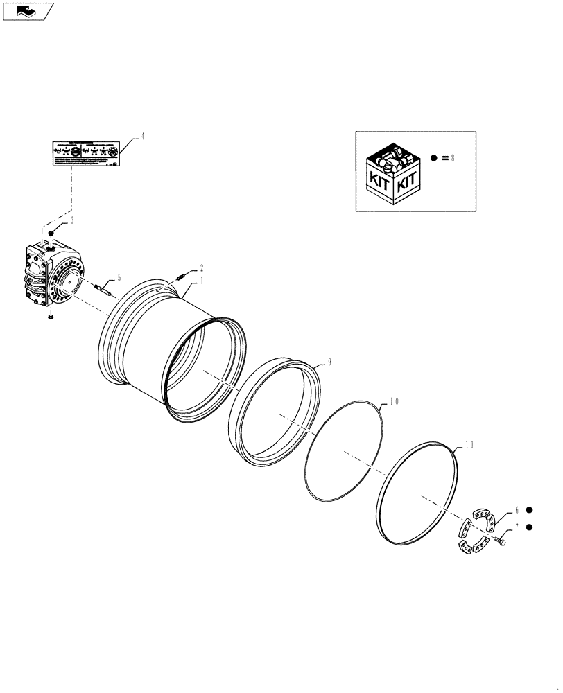 Схема запчастей Case IH 6130 - (44.511.01) - WHEELS - DRIVE - SINGLE- NA AND ANZ (44) - WHEELS