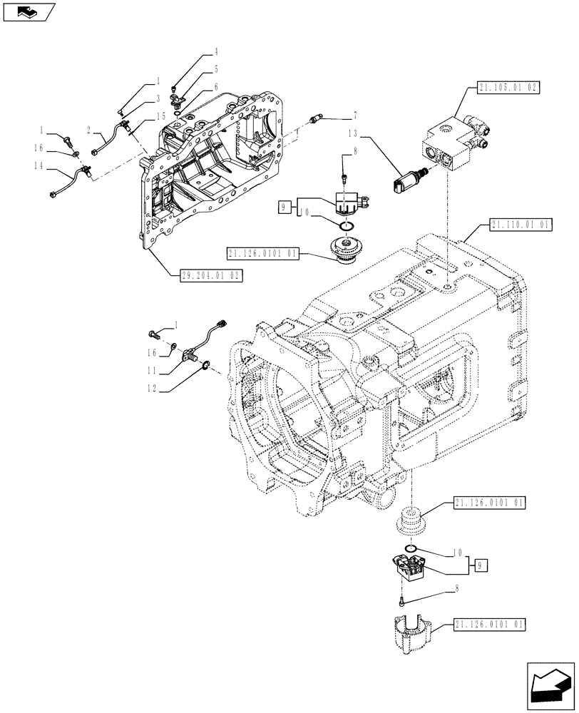 Схема запчастей Case IH PUMA 170 - (55.414.01) - TRANSMISSION SENSOR AND SOLENOID VALVE (55) - ELECTRICAL SYSTEMS