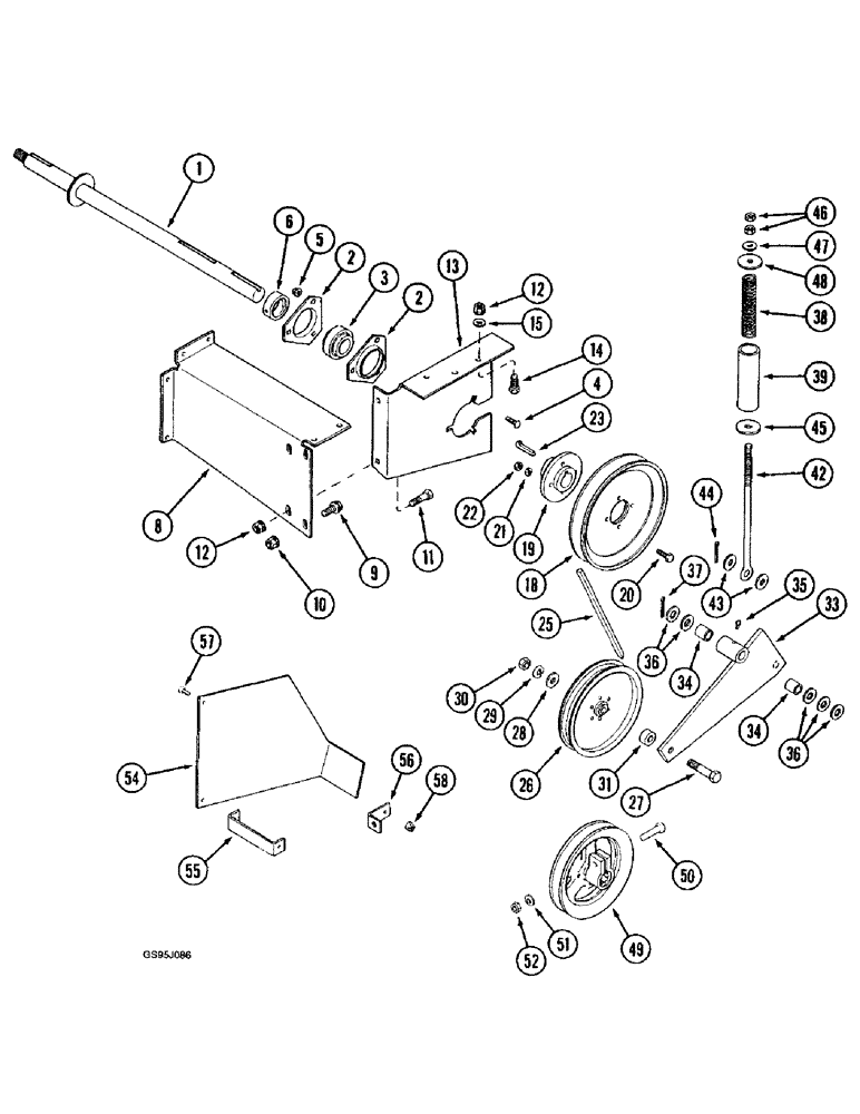 Схема запчастей Case IH 1682 - (9-118) - GRAIN TANK UNLOADER BELT DRIVE, WITHOUT STRAW CHOPPER (09) - CHASSIS ATTACHMENTS