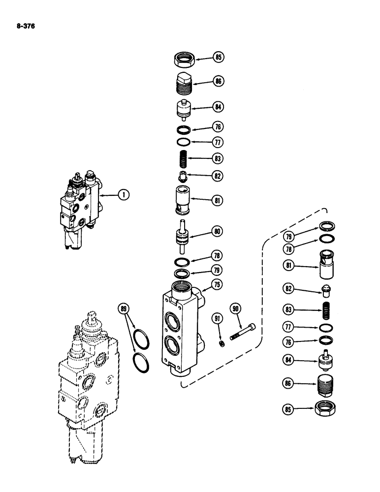 Схема запчастей Case IH 2294 - (8-376) - REMOTE CONTROL VALVE, WITH LOAD CHECK (08) - HYDRAULICS