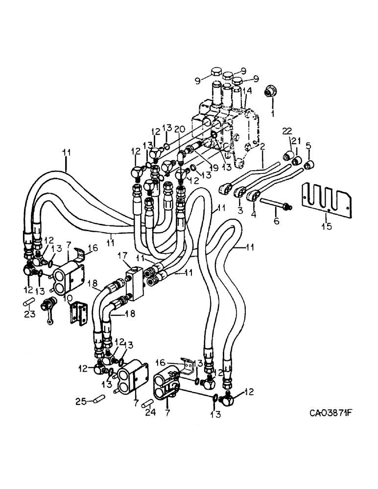 Схема запчастей Case IH 4568 - (10-27) - HYDRAULICS, VALVE BANK AND CONNECTIONS, FOR THREE VALVE BANK ASSEMBLY (07) - HYDRAULICS