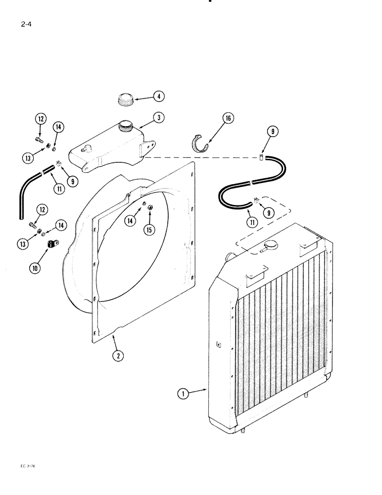 Схема запчастей Case IH 2096 - (2-004) - COOLANT RECOVERY BOTTLE, 6TA-590 ENGINE (02) - ENGINE