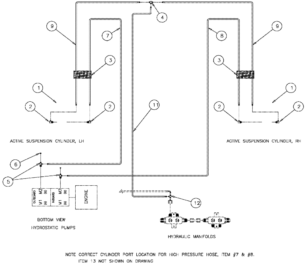 Схема запчастей Case IH 3210 - (06-013) - ACTIVE SUSPENSION GROUP Hydraulic Plumbing