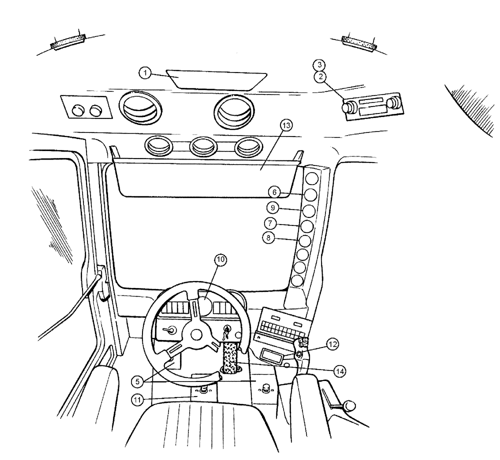 Схема запчастей Case IH 3210 - (01-003) - GAUGES, ACCESSORIES Cab Interior