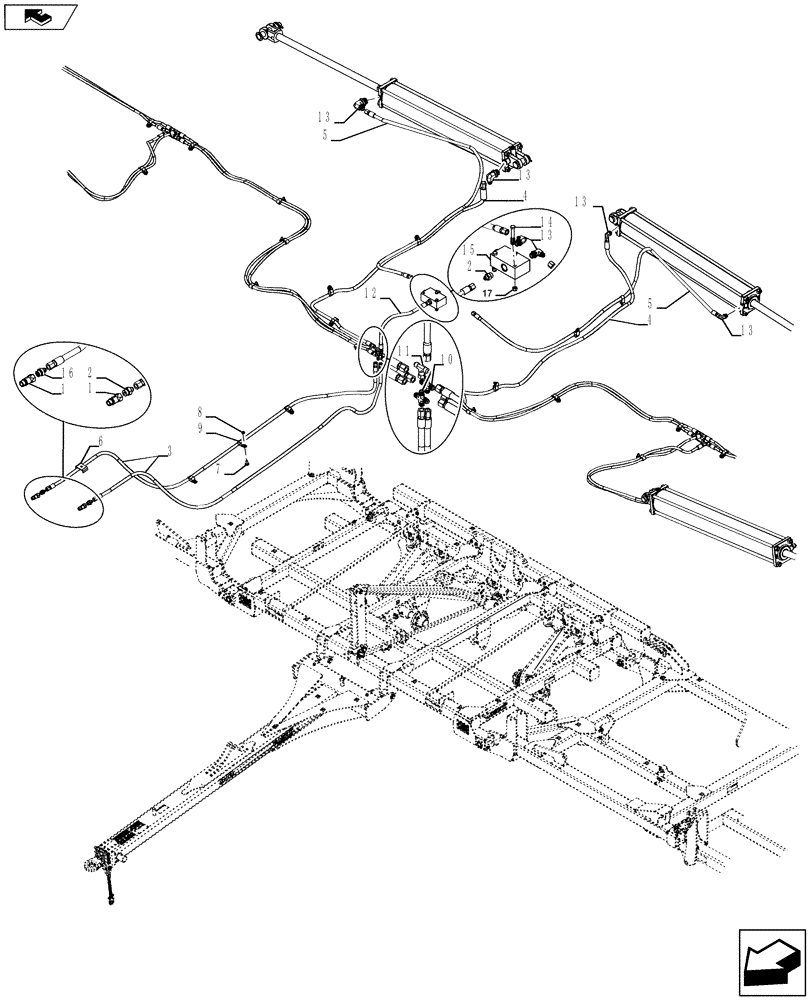 Схема запчастей Case IH 940 - (35.100.04) - FOLD HYDRAULIC MAIN FRAME (35) - HYDRAULIC SYSTEMS