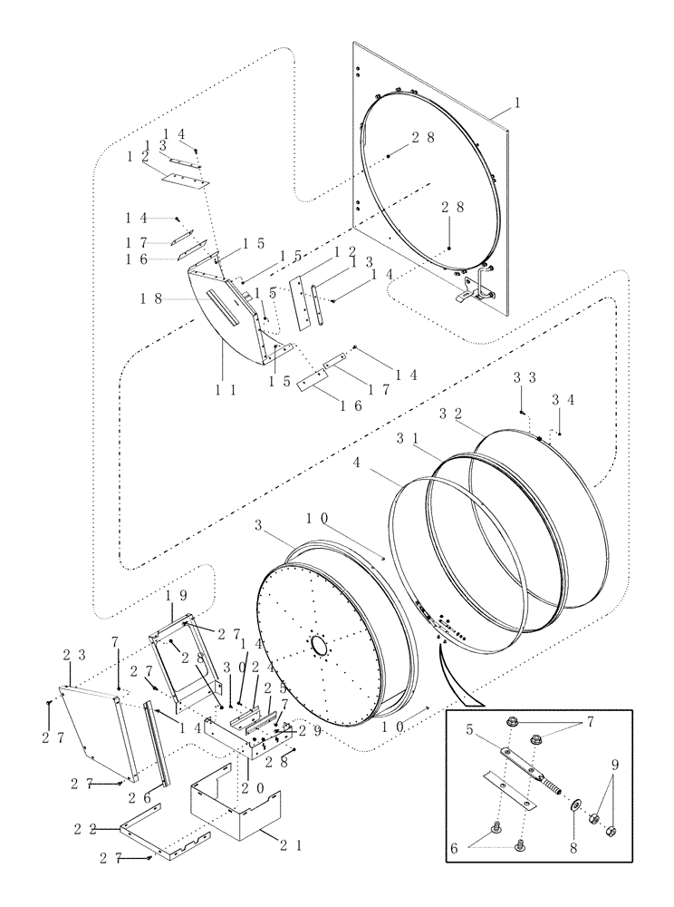 Схема запчастей Case IH 2377 - (02-07) - METAL ROTARY AIR SCREEN ASSY, WITH DIRT DROP BOX AND BRUSHES (01) - ENGINE