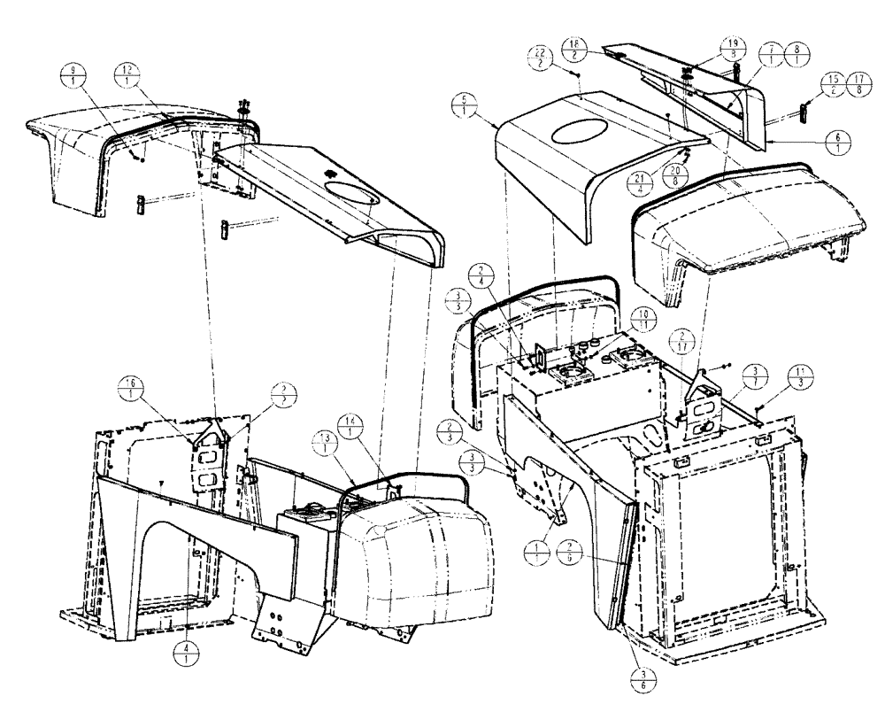 Схема запчастей Case IH SPX3320 - (04-018) - HOOD GROUP, ENGINE, MID Suspension & Frame