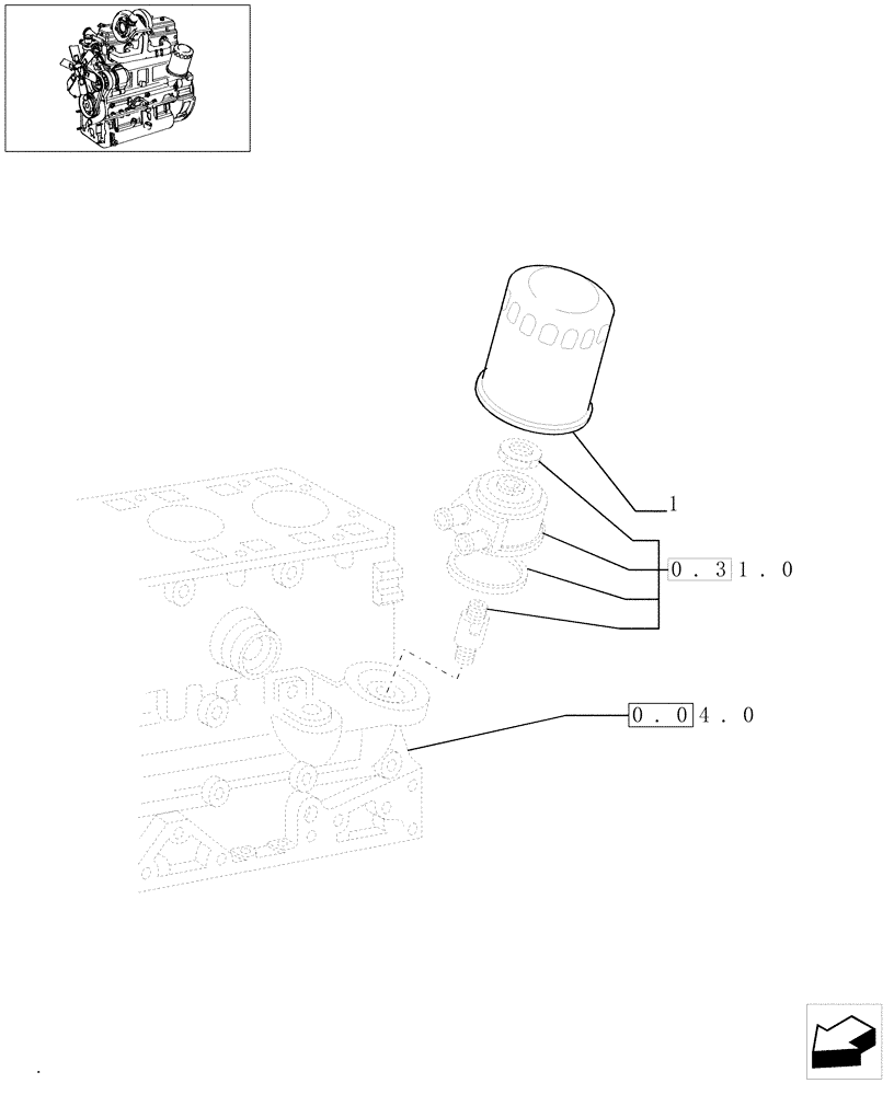 Схема запчастей Case IH JX1095N - (0.30.2) - OIL FILTER (01) - ENGINE