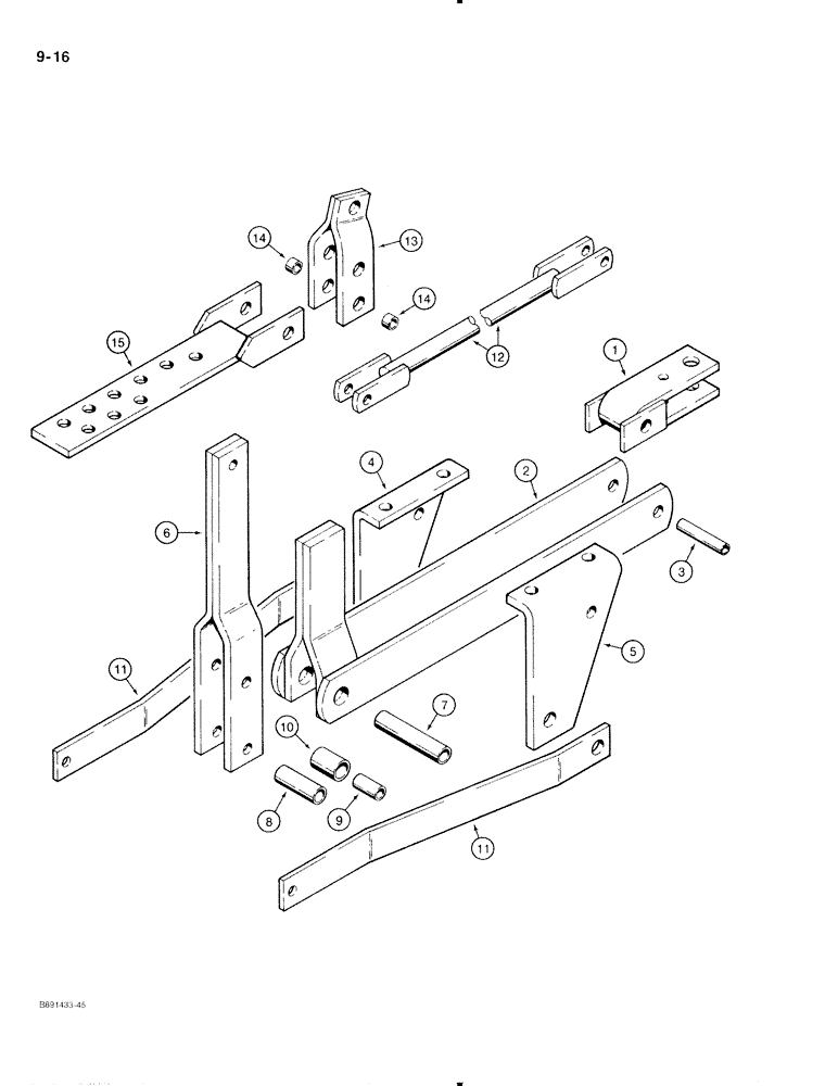 Схема запчастей Case IH 370 - (9-16) - FREE FLOATING HITCH (09) - CHASSIS/ATTACHMENTS