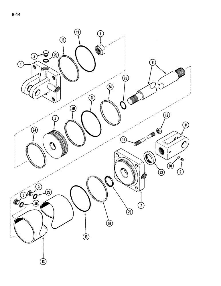 Схема запчастей Case IH 696 - (8-14) - FOLDING DISK HYDRAULIC CYLINDER 5 INCH BORE X 12 INCH STROKE (08) - HYDRAULICS