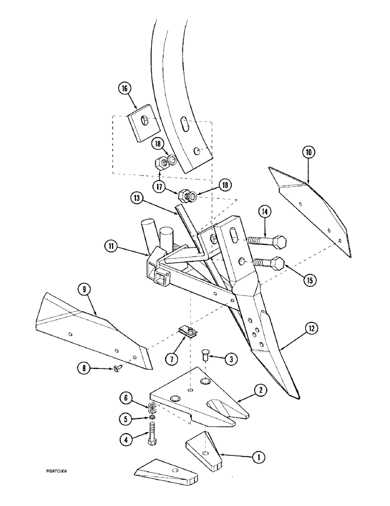 Схема запчастей Case IH 4300 - (9-118) - OPENER, ANDERSON TRIPLE SHOOT (09) - CHASSIS/ATTACHMENTS