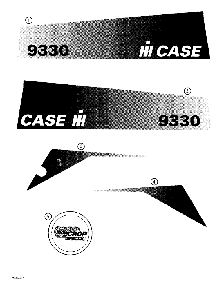 Схема запчастей Case IH 9310 - (9-108) - DECALS, ROW CROP SPECIAL, P.I.N. JEE0069622 AND AFTER (09) - CHASSIS/ATTACHMENTS