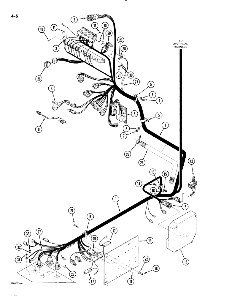 Схема запчастей Case IH STEIGER - (4-006) - LOWER CAB HARNESS, ROPS (04) - ELECTRICAL SYSTEMS