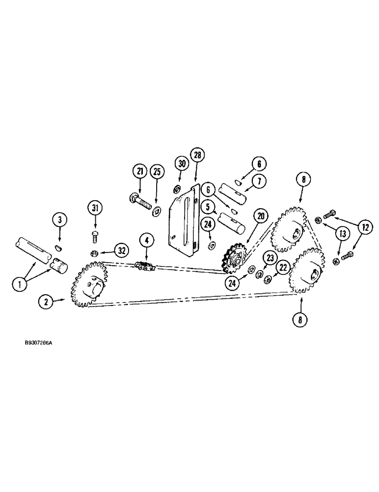 Схема запчастей Case IH 1688 - (9D-26) - TAILINGS ELEVATOR, DRIVE (16) - GRAIN ELEVATORS & AUGERS