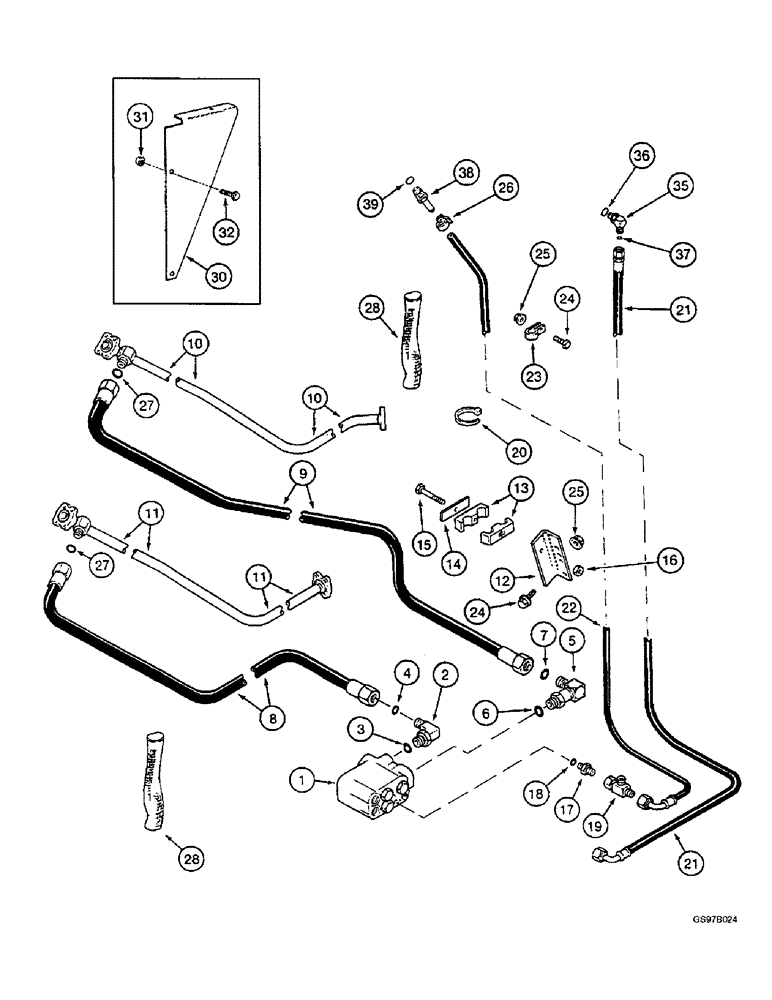 Схема запчастей Case IH 2166 - (5-36) - SELECTOR VALVE HYDRAULIC SYSTEM, POWER GUIDE AXLE, PRIOR TO COMBINE P.I.N. JJC0182025 (04) - STEERING