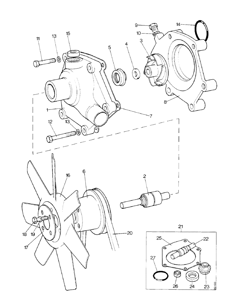 Схема запчастей Case IH 1390 - (A-09) - WATER PUMP AND FAN (01) - ENGINE