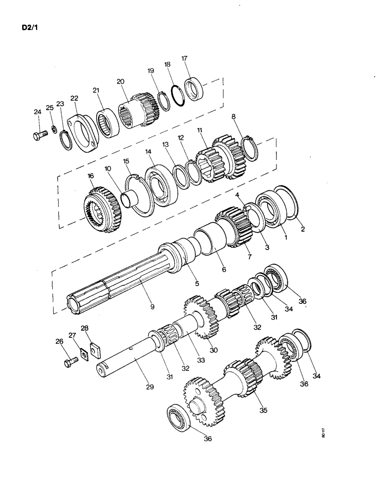 Схема запчастей Case IH 1190 - (D-02) - DRIVESHAFT AND LAYSHAFTS (03) - POWER TRAIN