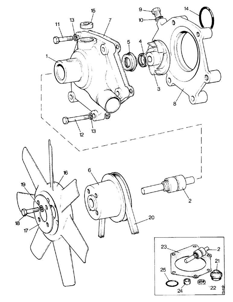 Схема запчастей Case IH 1490 - (A09-1) - WATER PUMP AND FAN (01) - ENGINE