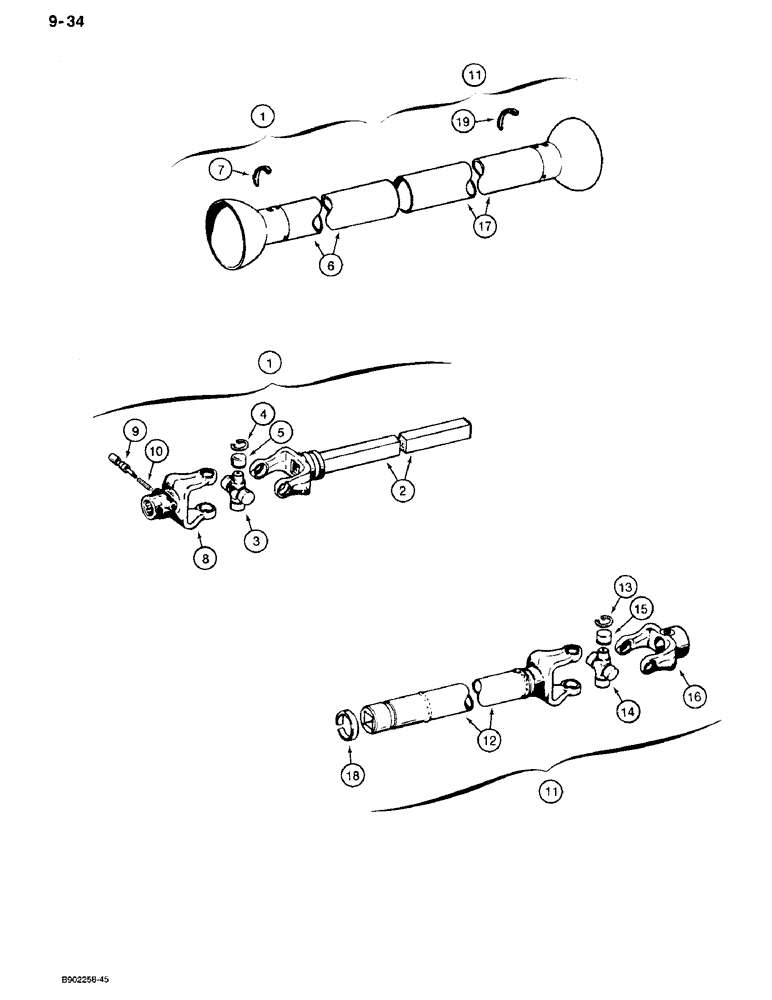 Схема запчастей Case IH 560 - (9-034) - DRIVE SHAFT, HAYES, 1000 RPM, MODEL 560 ONLY (06) - POWER TRAIN