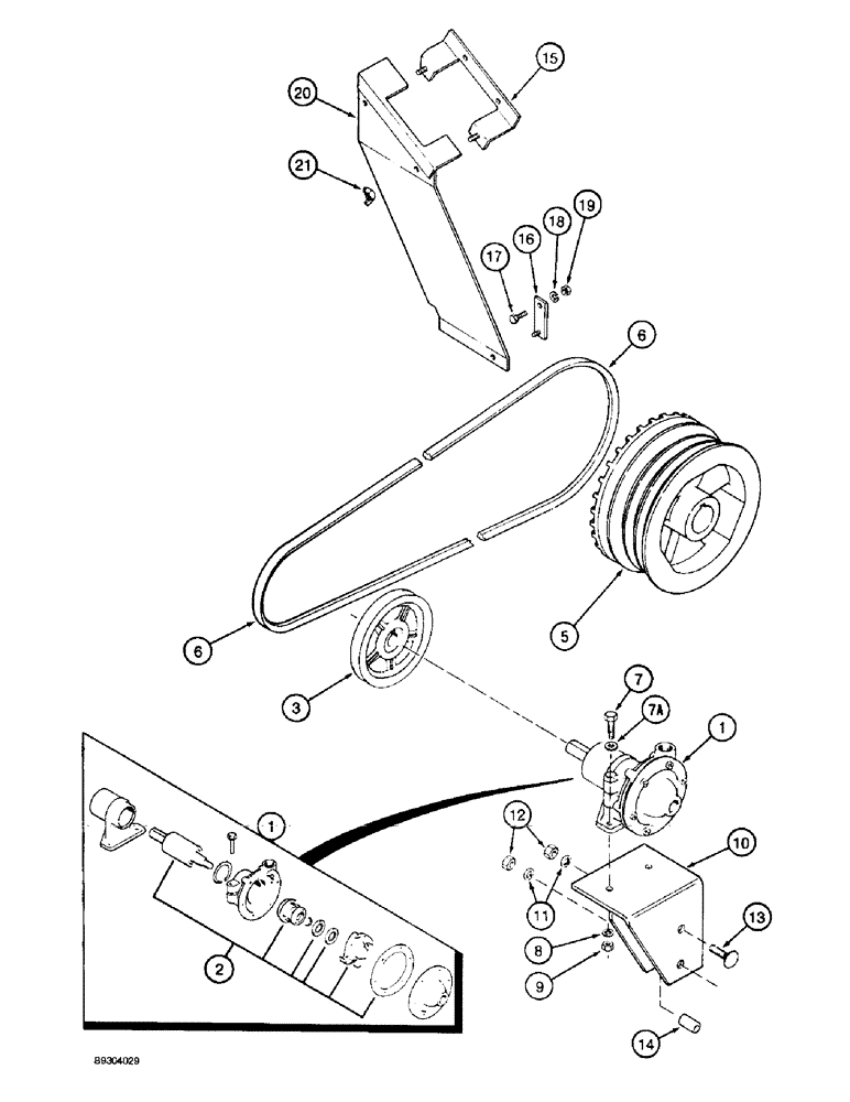 Схема запчастей Case IH 2055 - (9B-14) - WATER PUMP, PULLEY AND BELT (14) - WATER SYSTEM