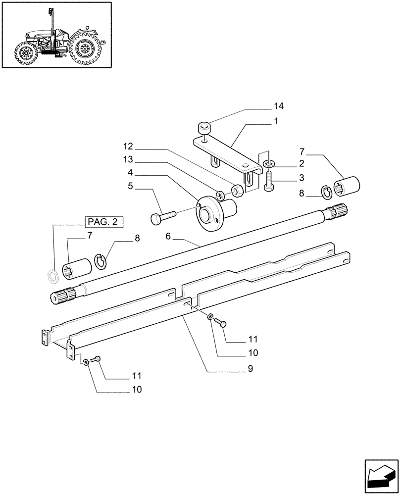 Схема запчастей Case IH JX1060C - (1.38.5[01]) - 4WD PROPELLER SHAFT (04) - FRONT AXLE & STEERING