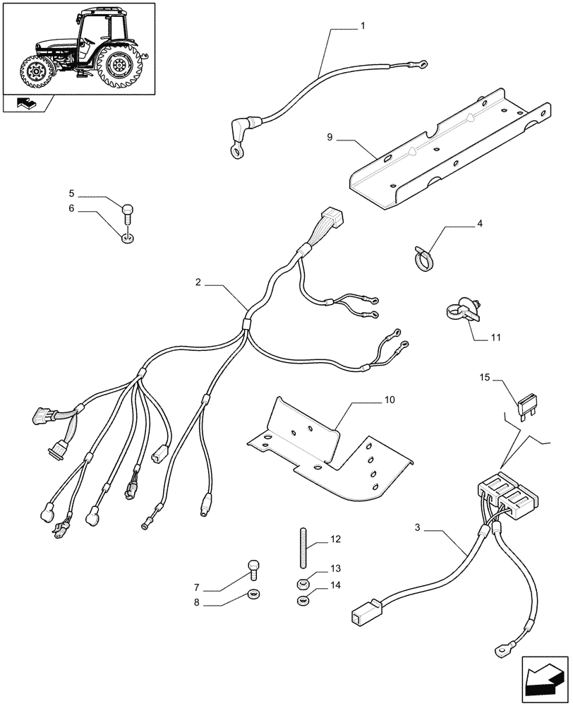 Схема запчастей Case IH FARMALL 85C - (1.75.4/01) - AUXILIARY CABLES LESS BATTERY ISOLATOR SWICTH (VAR.333004) (06) - ELECTRICAL SYSTEMS