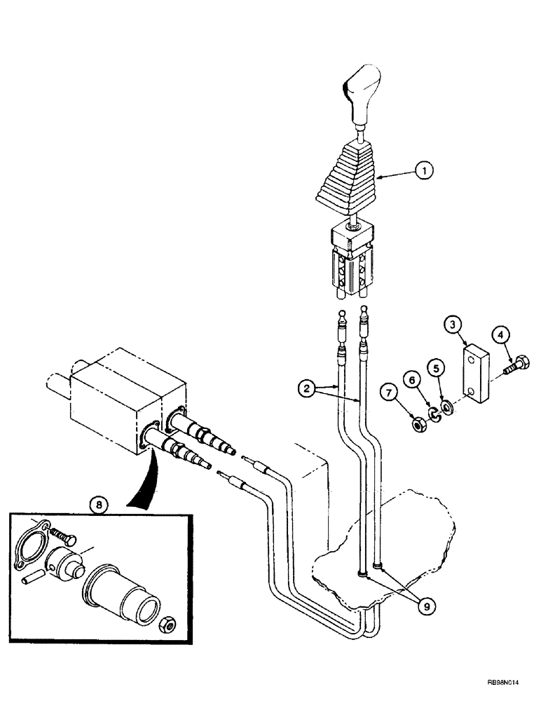 Схема запчастей Case IH L550 - (8-036) - HYDRAULIC CONTROLS - MOUNTING (2 FUNCTION MX80 - MX100C) (08) - HYDRAULICS