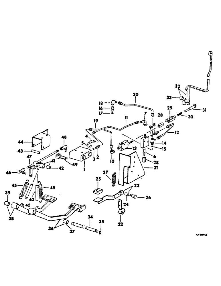 Схема запчастей Case IH 2400 - (07-40) - DRIVE TRAIN, HYDROSTATIC FOOT CONTROLS, INTERNATIONAL 2400 SERIES A TRACTORS (04) - Drive Train