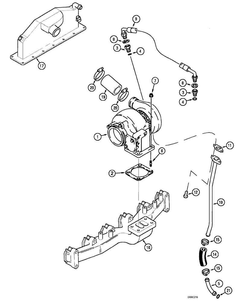 Схема запчастей Case IH SPX3200B - (024) - TURBOCHARGER AND CONNECTIONS (10) - ENGINE