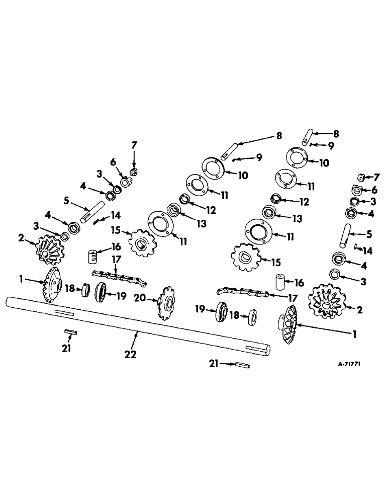 Схема запчастей Case IH 55 - (B-77) - WIDE-NARROW ROW CROP UNIT - LOWER, CENTER AND UPPER GATHERING DRIVE (58) - ATTACHMENTS/HEADERS