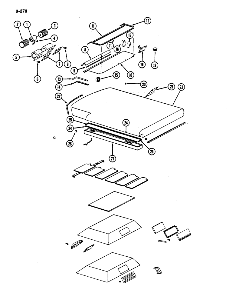 Схема запчастей Case IH 782 - (9-278) - OPERATORS CAB ROOF (09) - CHASSIS ATTACHMENTS