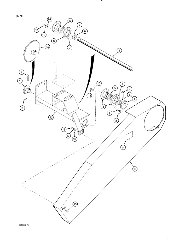 Схема запчастей Case IH 8500 - (9-070) - MAIN DRIVE, JACKSHAFT, BEARINGS AND CHAIN GUARD (09) - CHASSIS/ATTACHMENTS