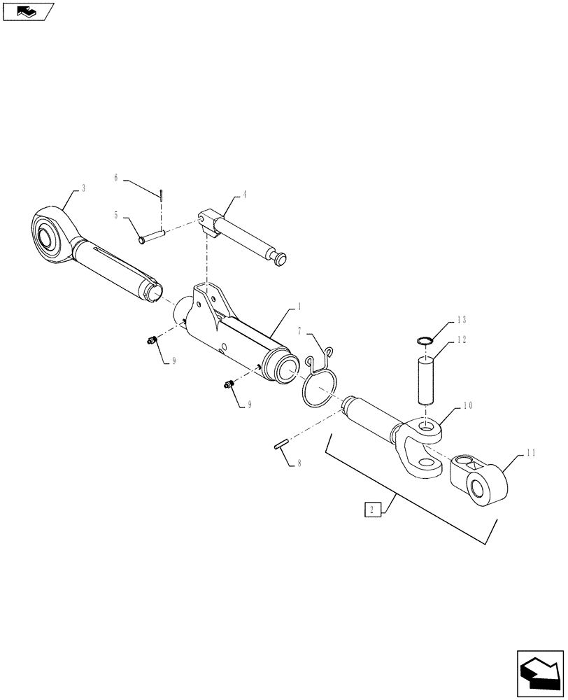 Схема запчастей Case IH MAGNUM 250 - (37.120.AA[06]) - HITCH TOP LINK BALL END, 627MM - 745MM (37) - HITCHES, DRAWBARS & IMPLEMENT COUPLINGS