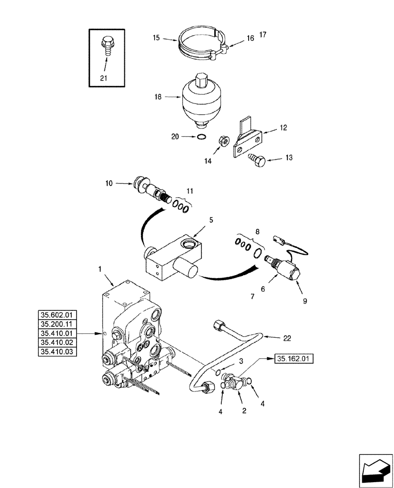 Схема запчастей Case IH 2588 - (35.204.12) - ACCUMULATOR - MOUNTING AND SYSTEM (35) - HYDRAULIC SYSTEMS